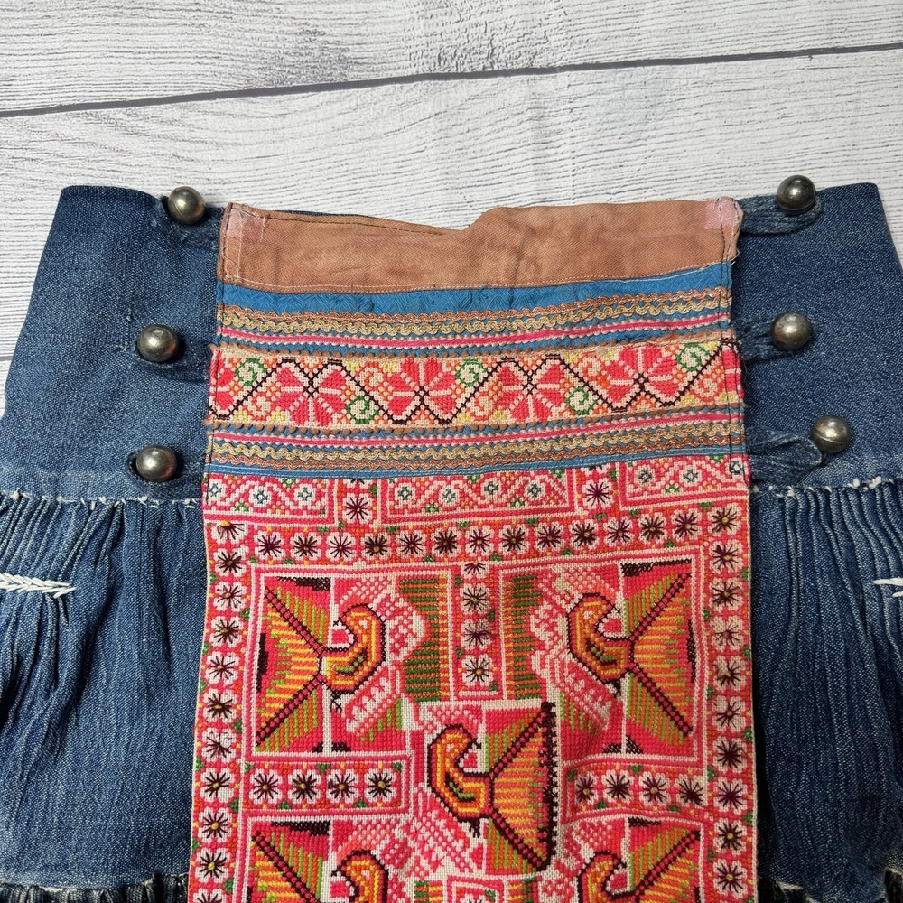 Beautiful Handmade Embroidered Hmong Pleated Multicolor Skirt 30" Minority Tribe - Picture 4 of 8